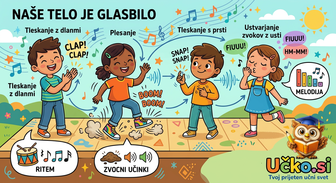 Ilustracija: Uporaba telesa kot glasbila