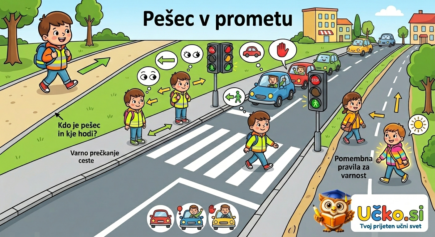 Ilustracija: Pešec v prometu