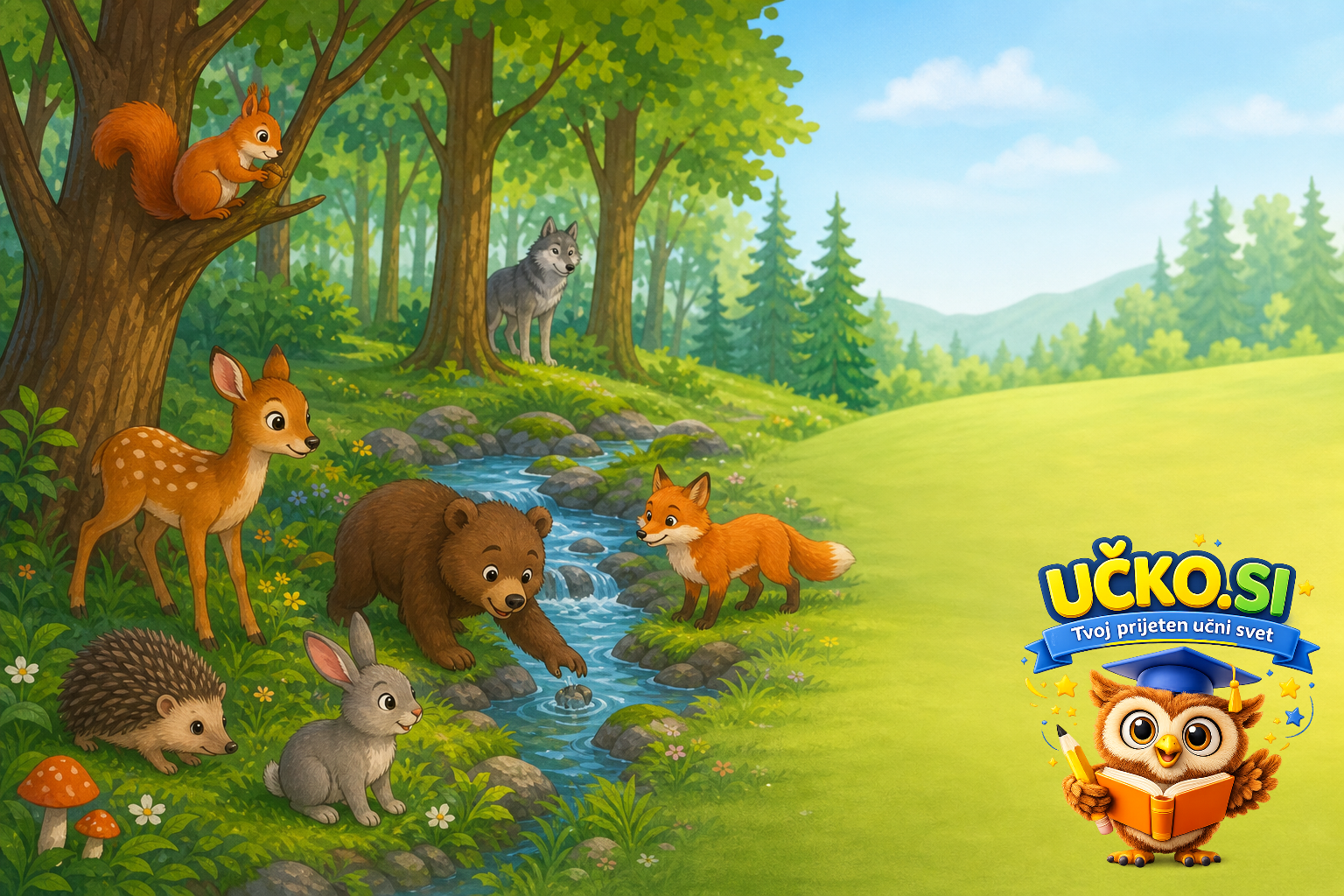 Ilustracija: A story about animals in the forest