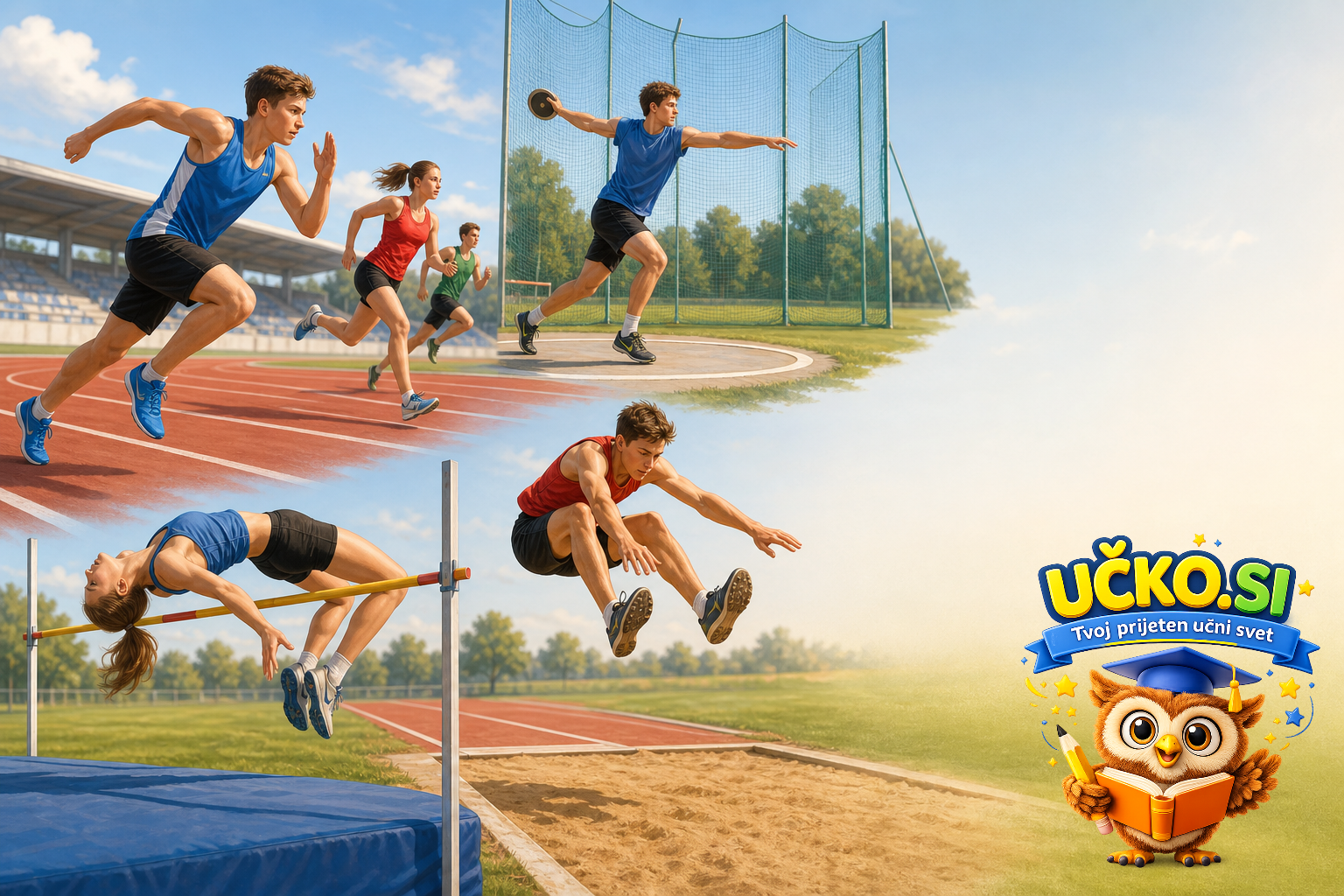 Ilustracija: atletika – tek, skoki in meti