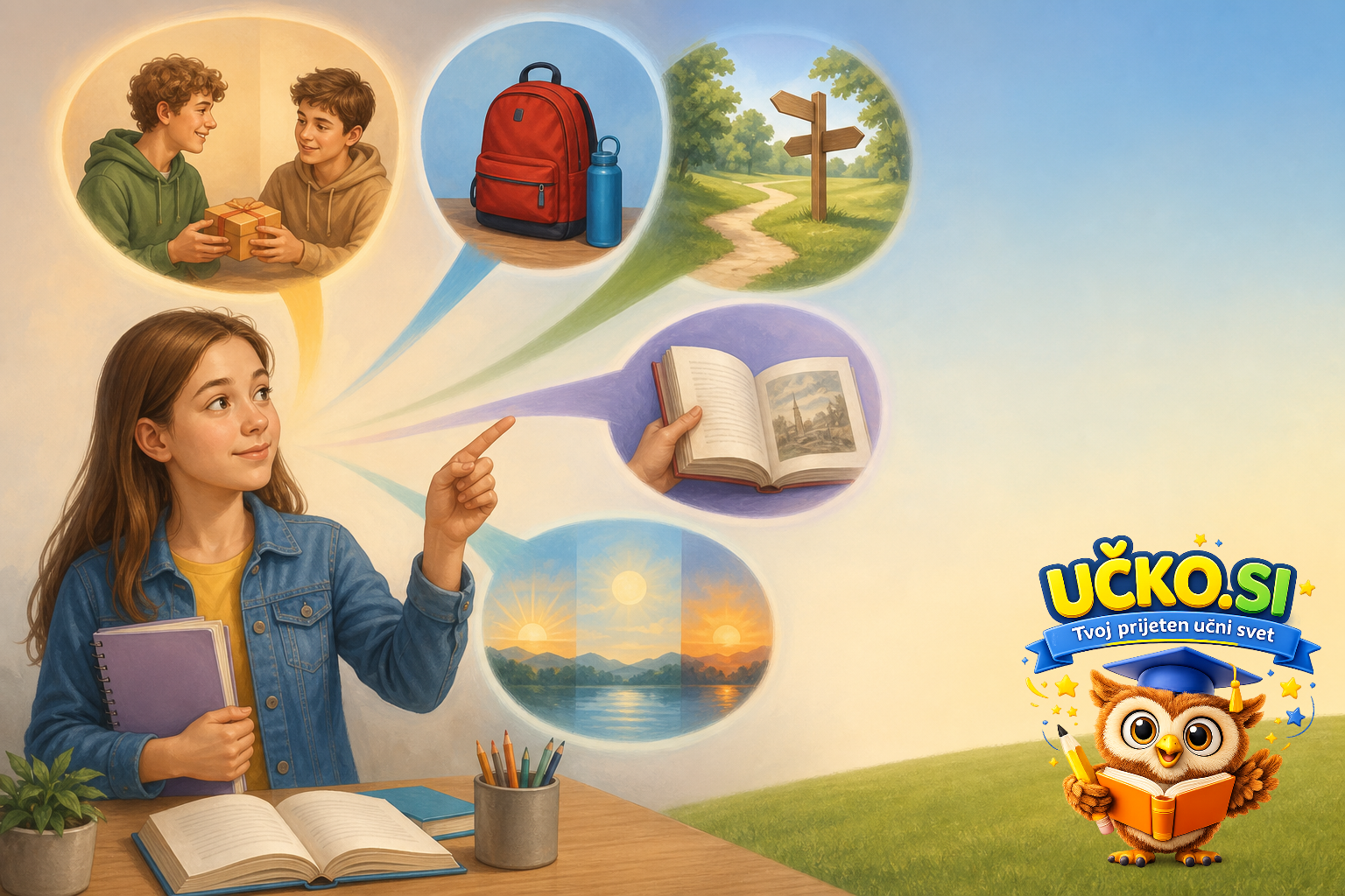 Ilustracija: Besede za označevanje in kazanje