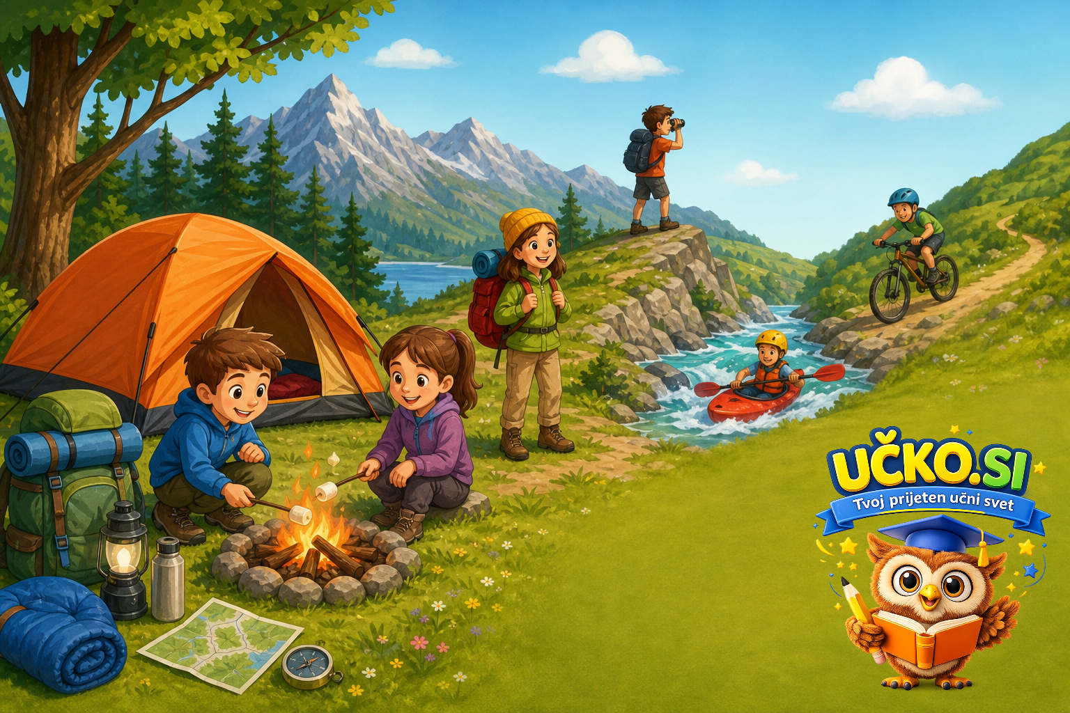 Ilustracija: Camping and outdoor adventures