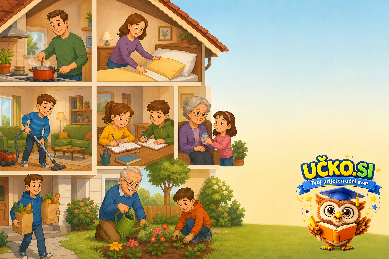 Ilustracija: Člani družine in njihova vloga