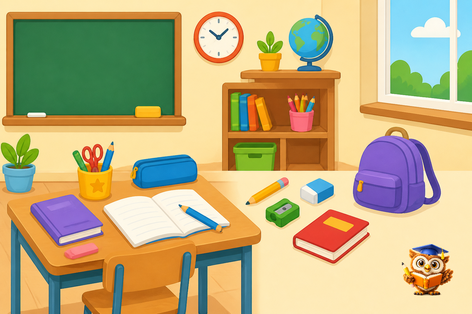 Ilustracija: Classroom objects