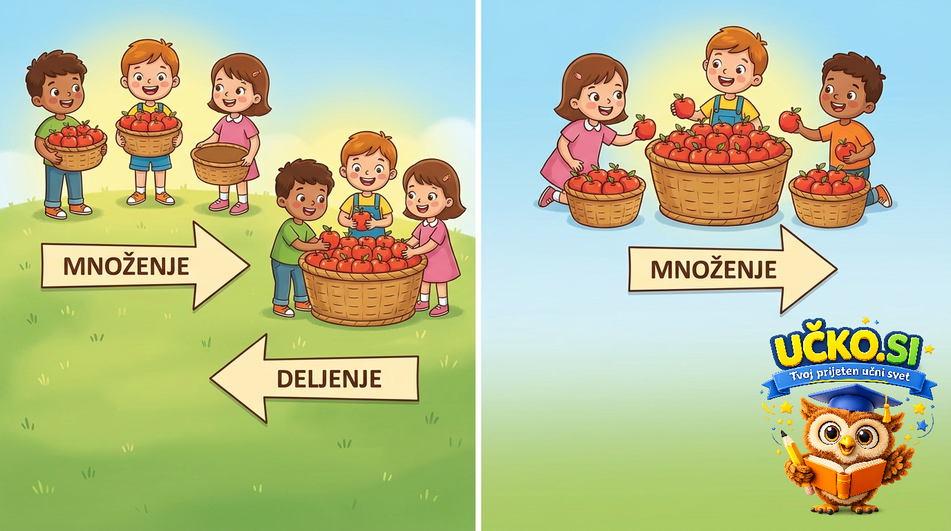 Ilustracija: Deljenje kot obratna operacija množenja