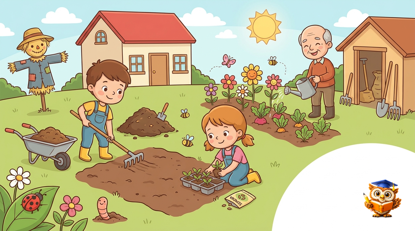 Ilustracija: Delo na domačem vrtu