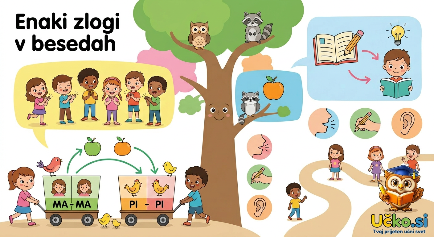 Ilustracija: Enaki zlogi v besedah
