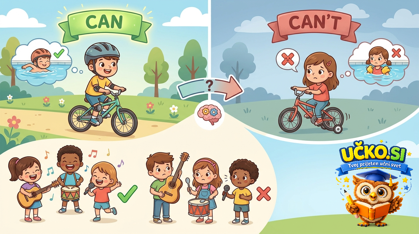 Ilustracija: expressing abilities using can and can't