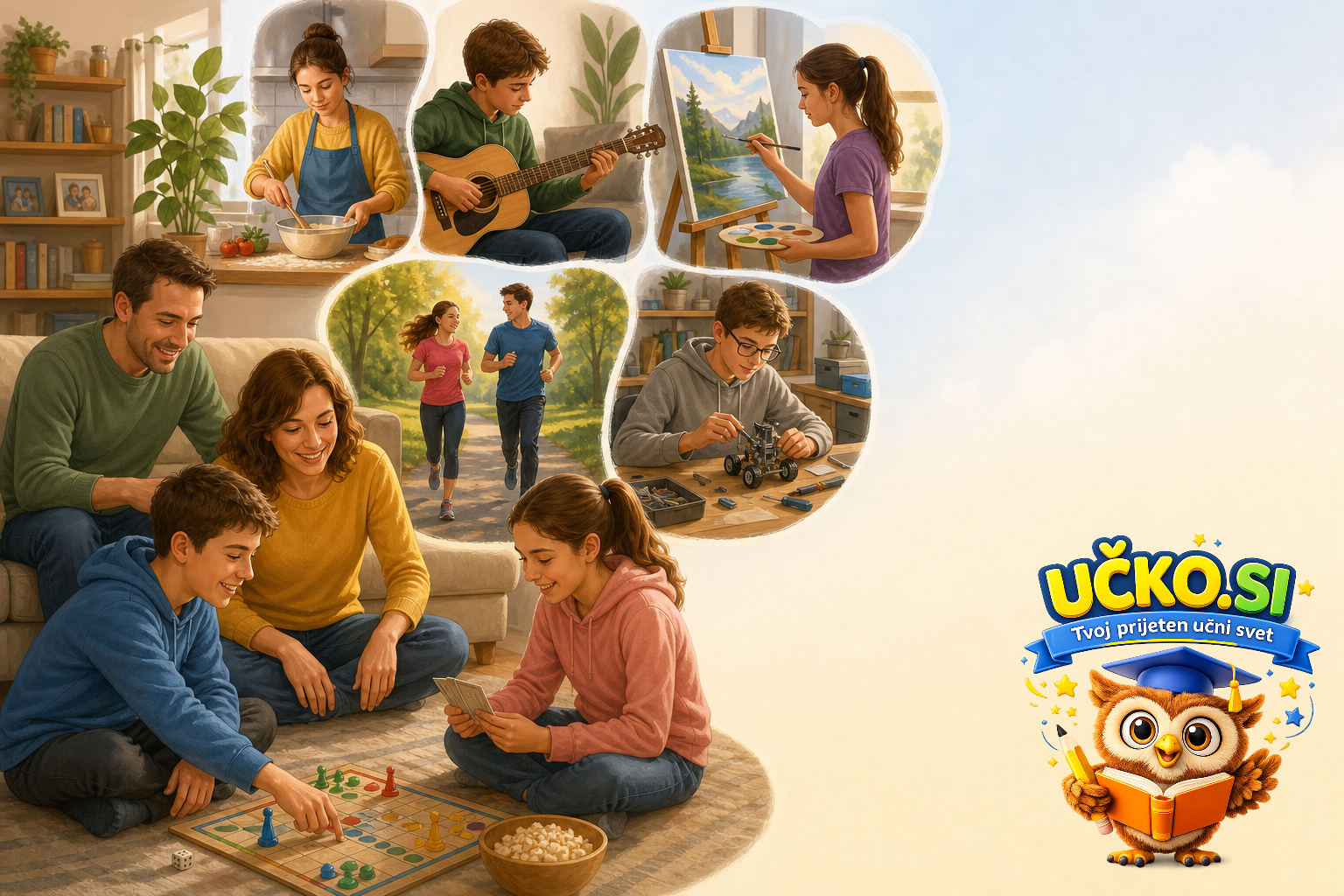 Ilustracija: family life and hobbies