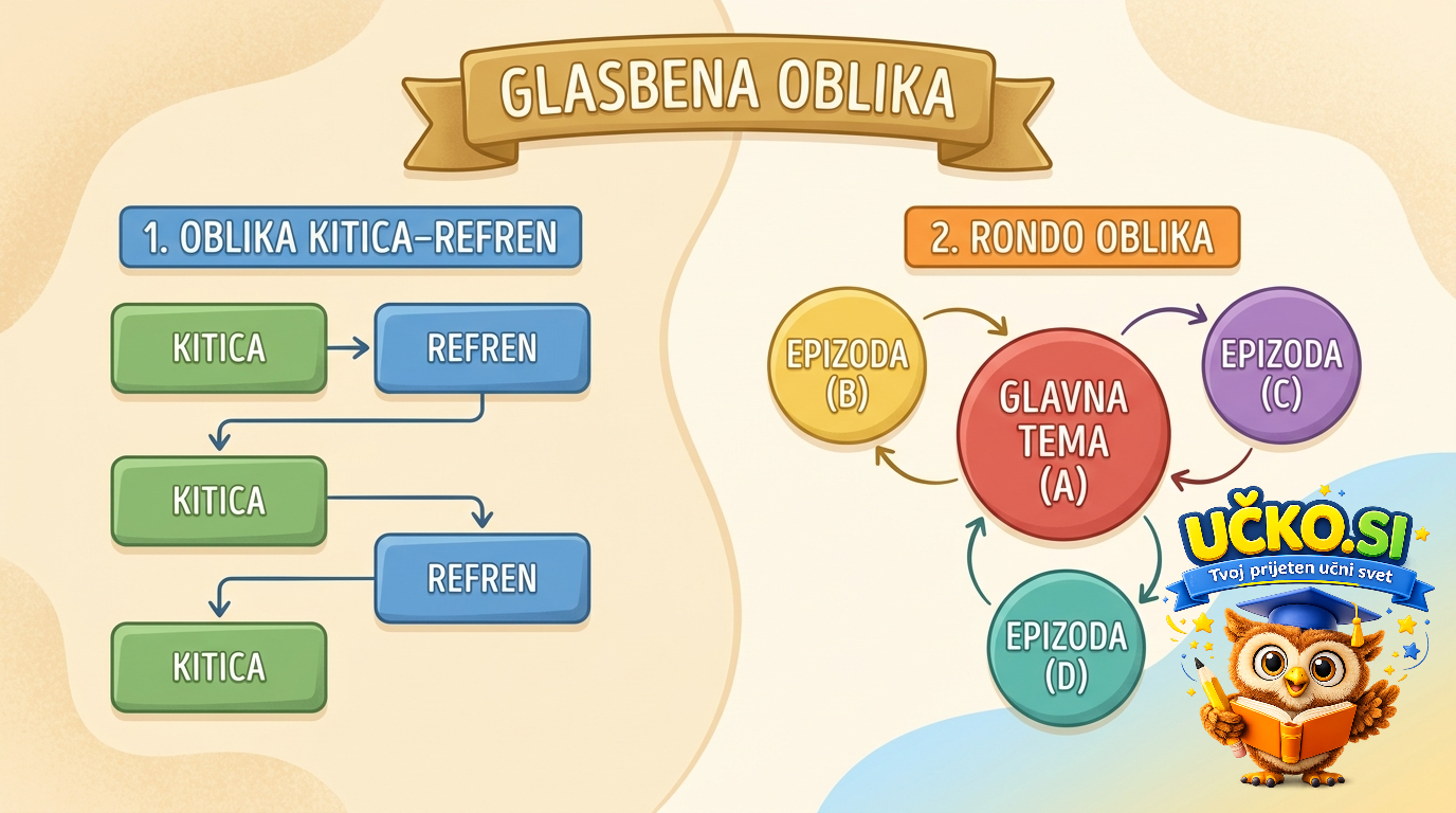 Ilustracija: Glasbena oblika (npr. kitica–refren, rondo)