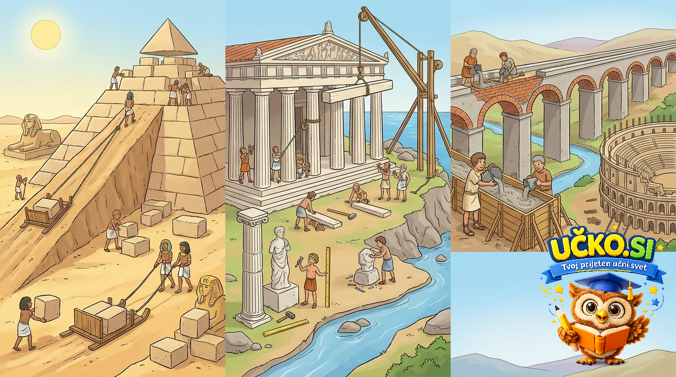 Ilustracija: Gradnja in arhitektura v antičnih civilizacijah