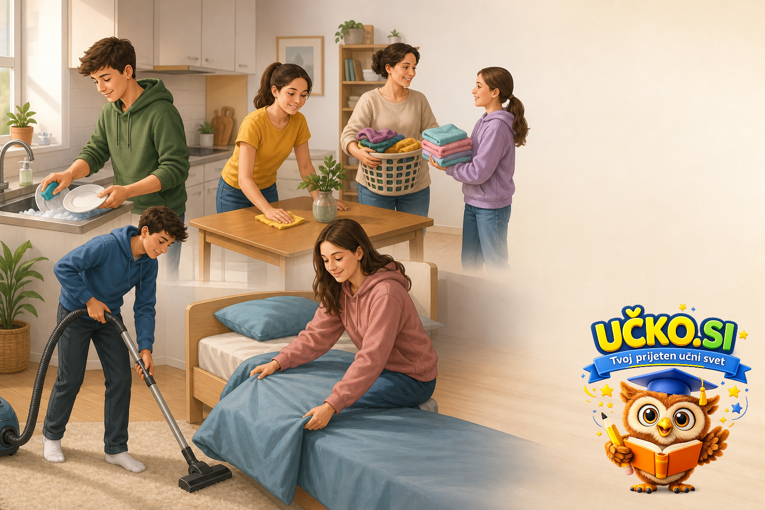 Ilustracija: helping at home and independence