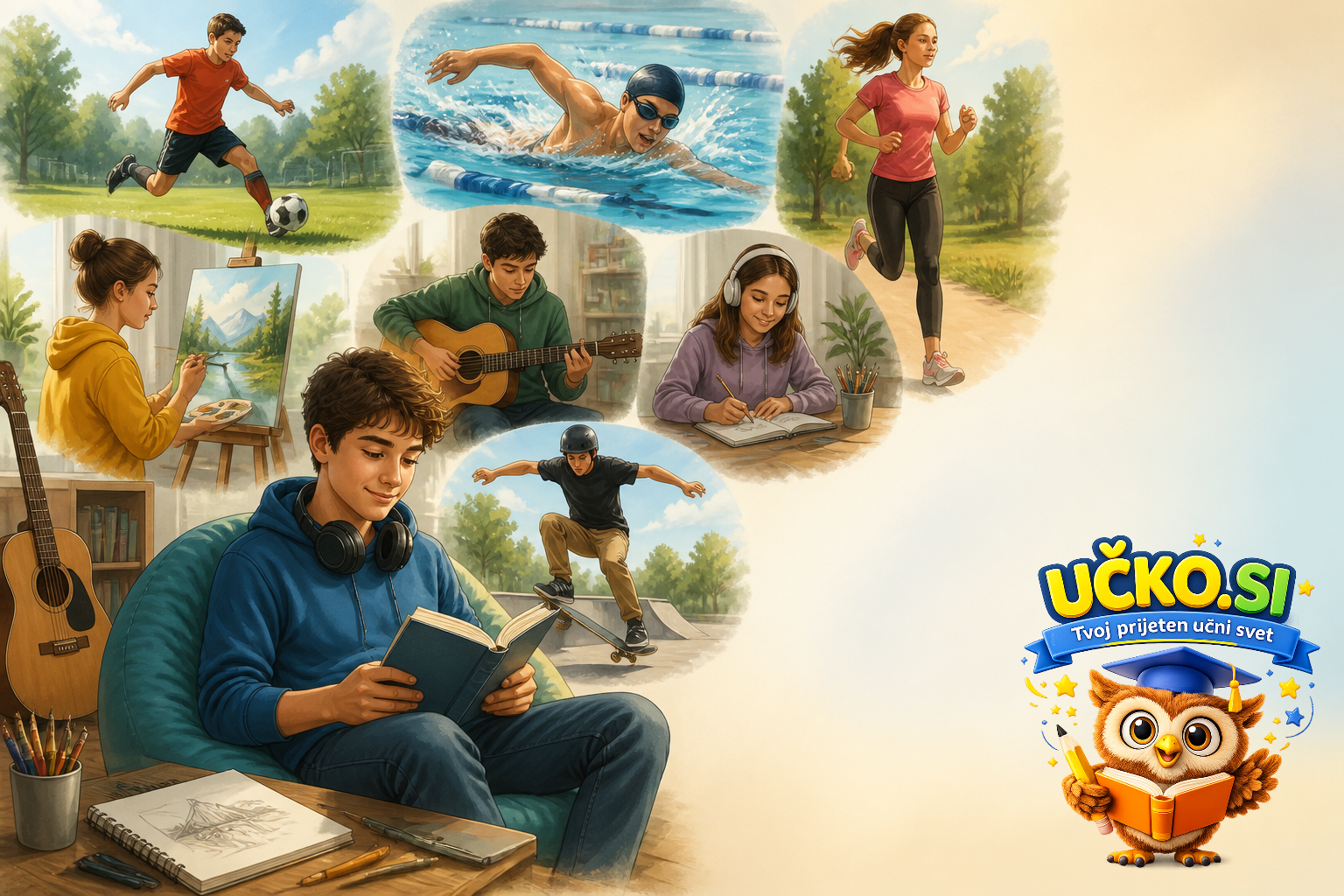 Ilustracija: Hobbies and sports in my free time
