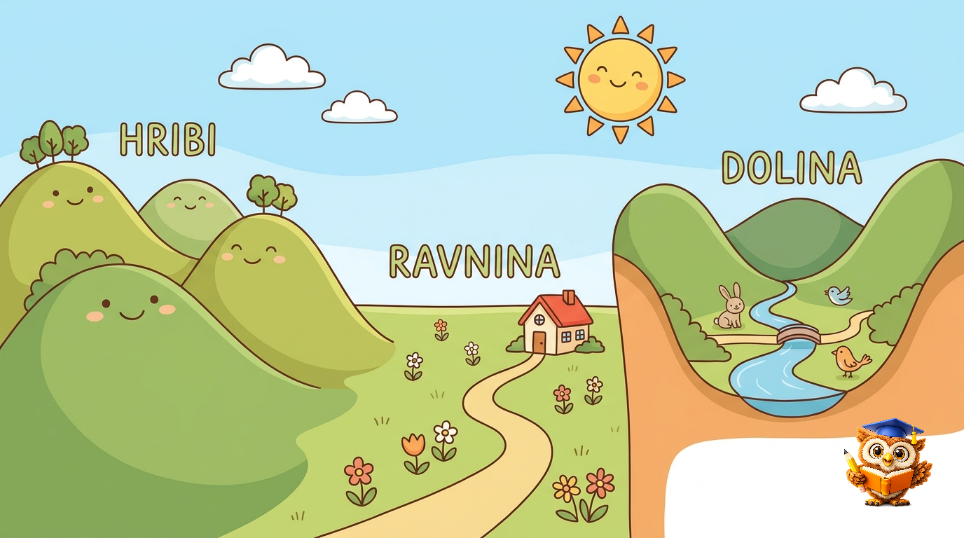 Ilustracija: Hribi, ravnine in doline