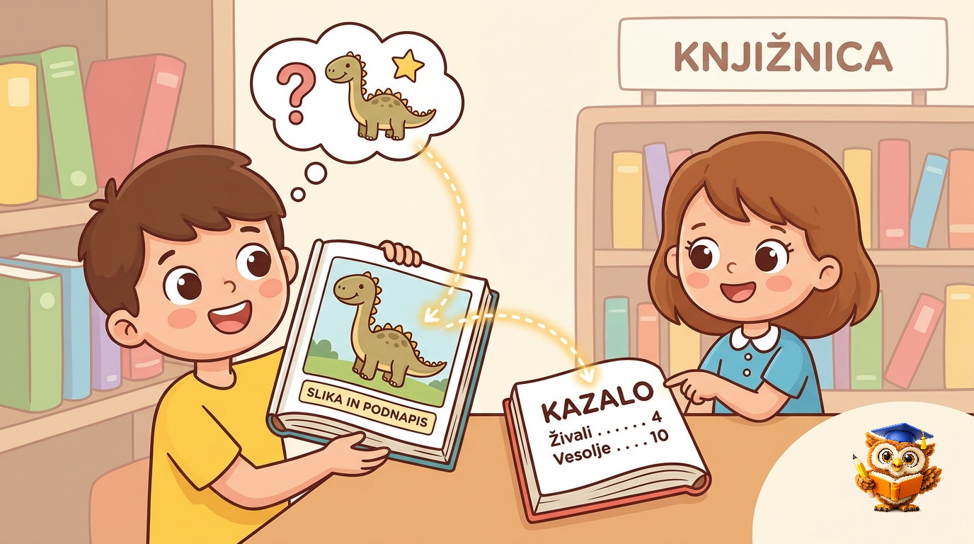 Ilustracija: Iščem podatke v knjigah