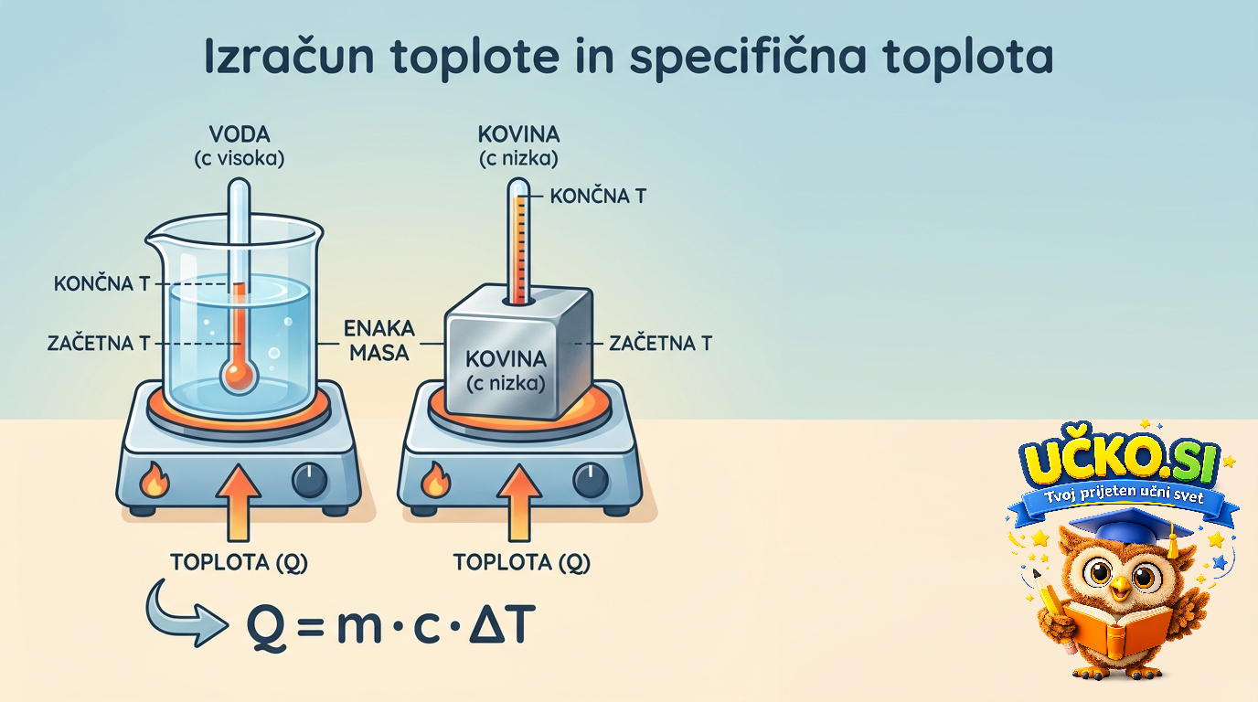 Ilustracija: Izračun toplote in specifična toplota