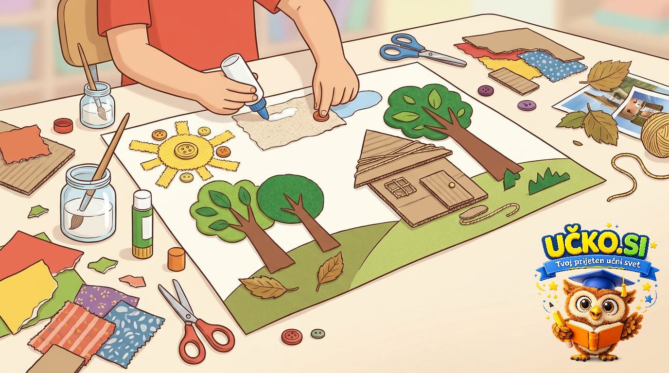 Ilustracija: Kolaž in kombiniranje različnih materialov