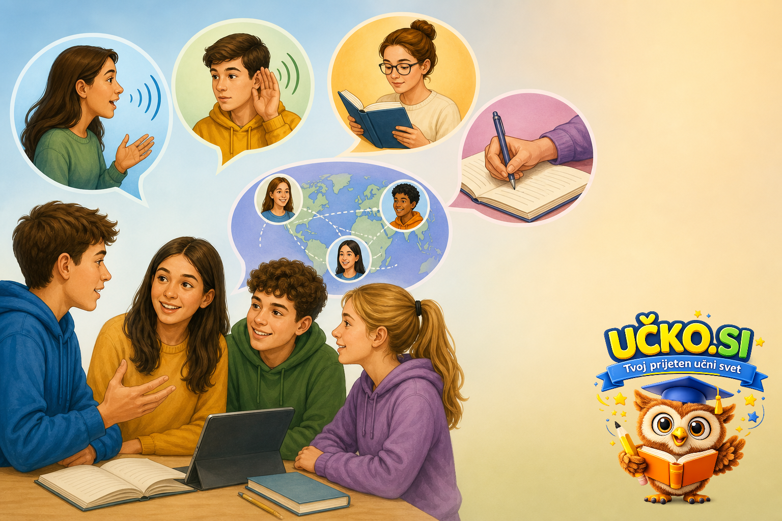 Ilustracija: language and communication skills