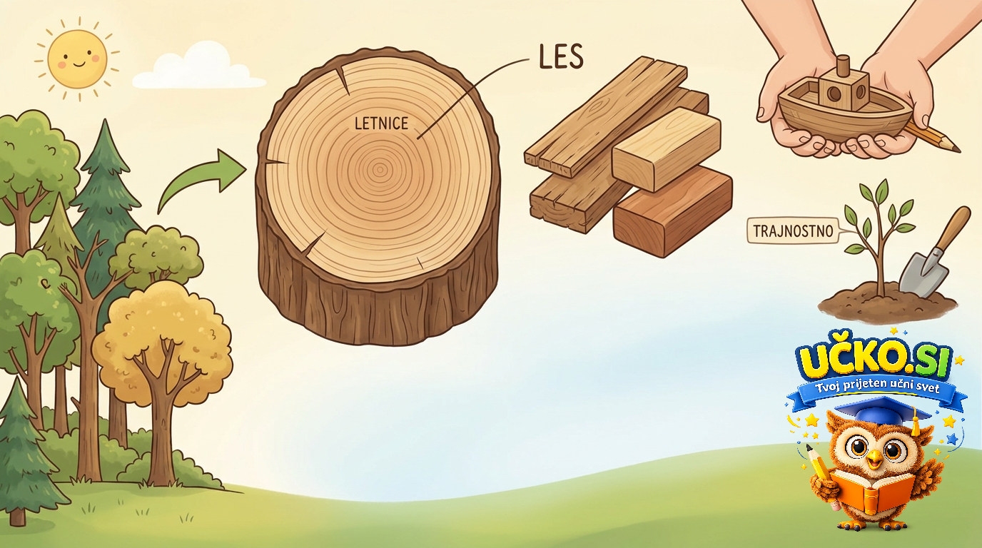 Ilustracija: Les kot naravni material