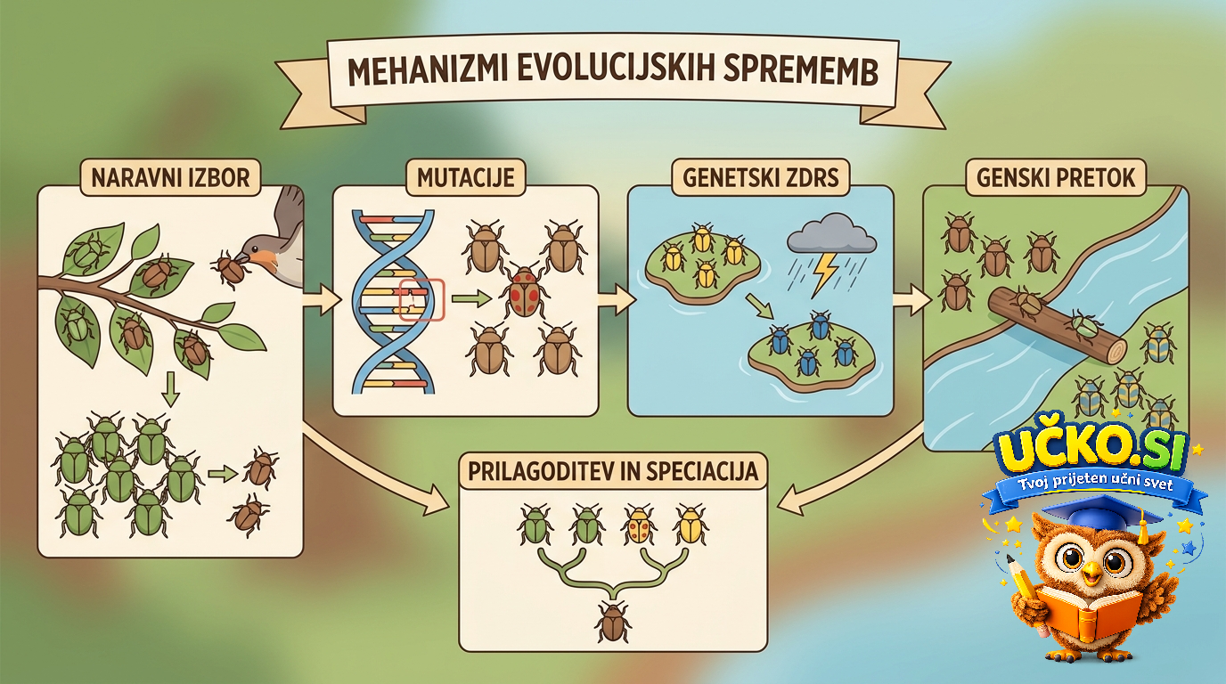 Ilustracija: Mehanizmi evolucijskih sprememb