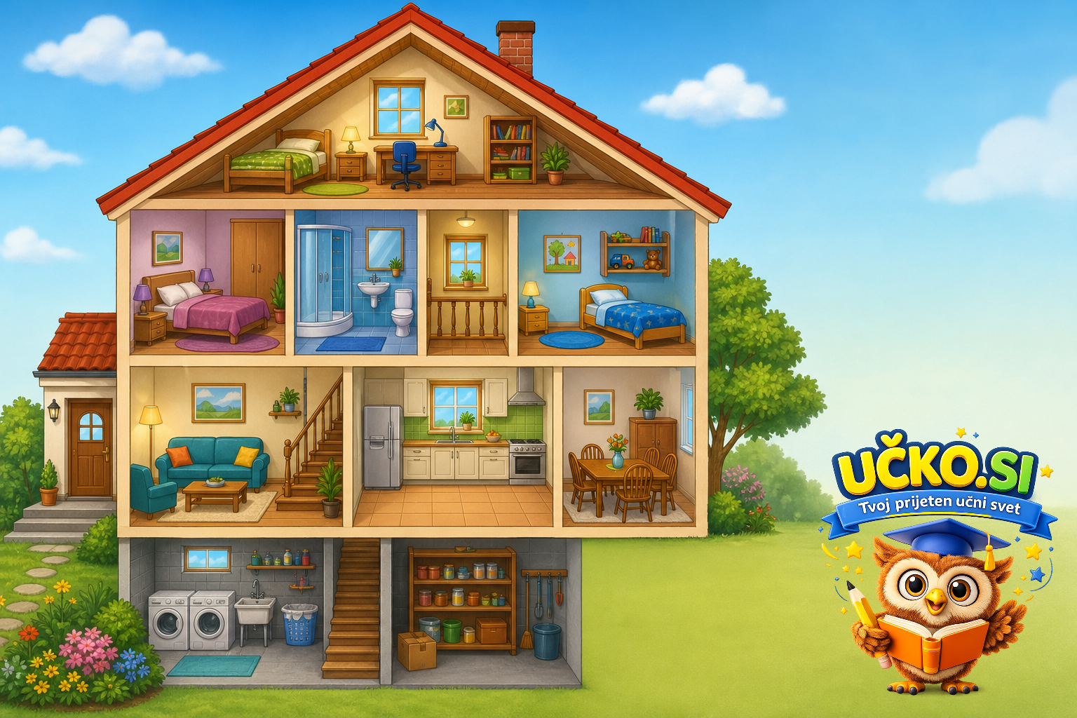 Ilustracija: My home and rooms in a house
