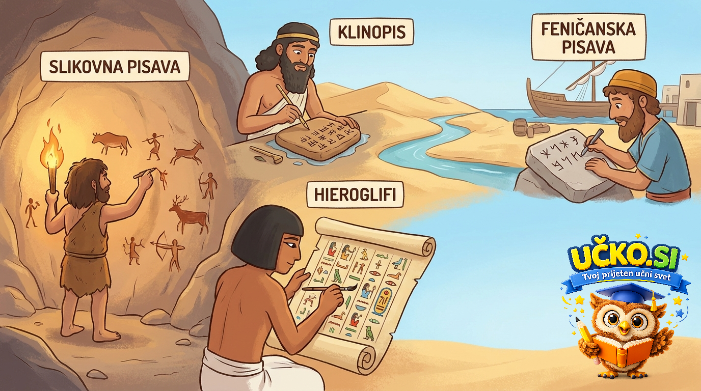 Ilustracija: Najstarejši načini zapisovanja besedil