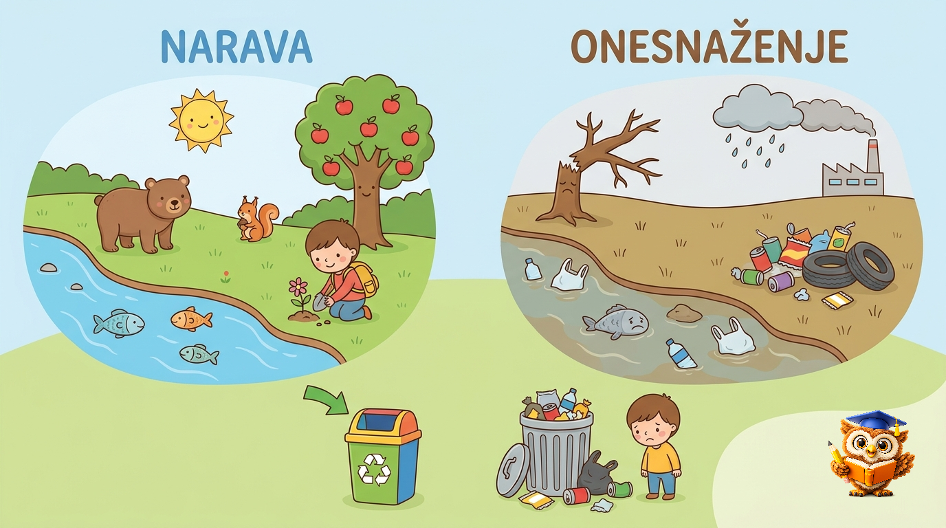 Ilustracija: Narava in onesnaženje