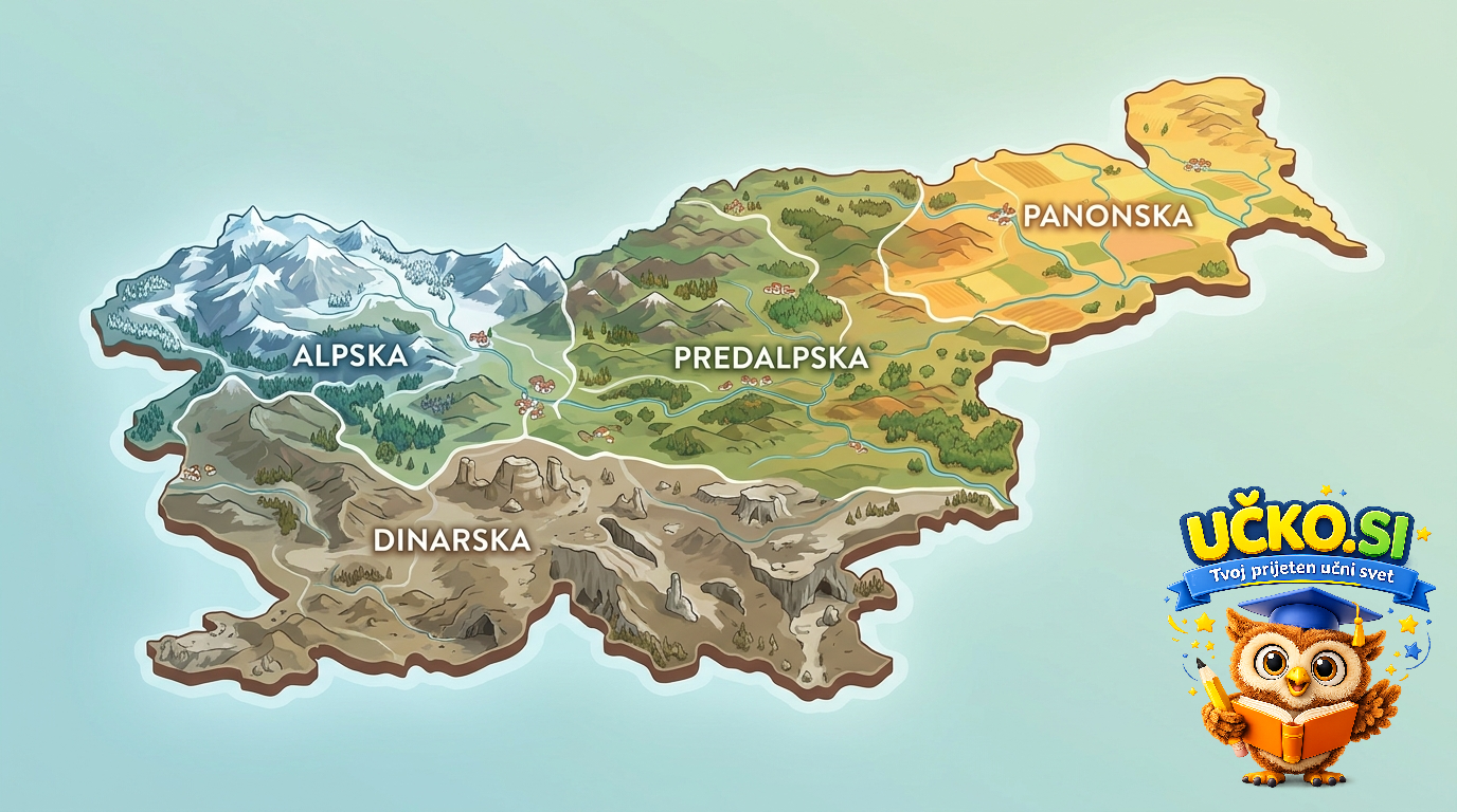 Ilustracija: Naravnogeografska razdelitev države