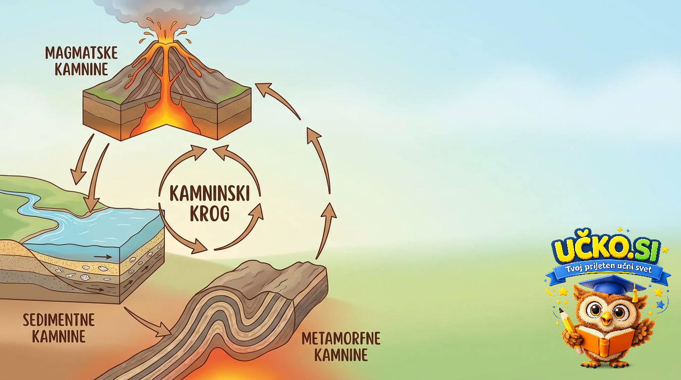 Ilustracija: Nastanek in vrste kamnin
