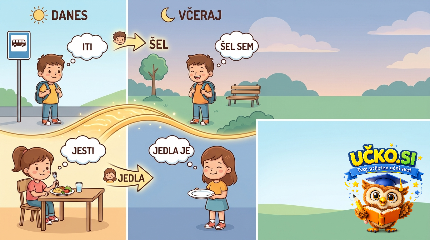 Ilustracija: past simple of irregular verbs – affirmative form