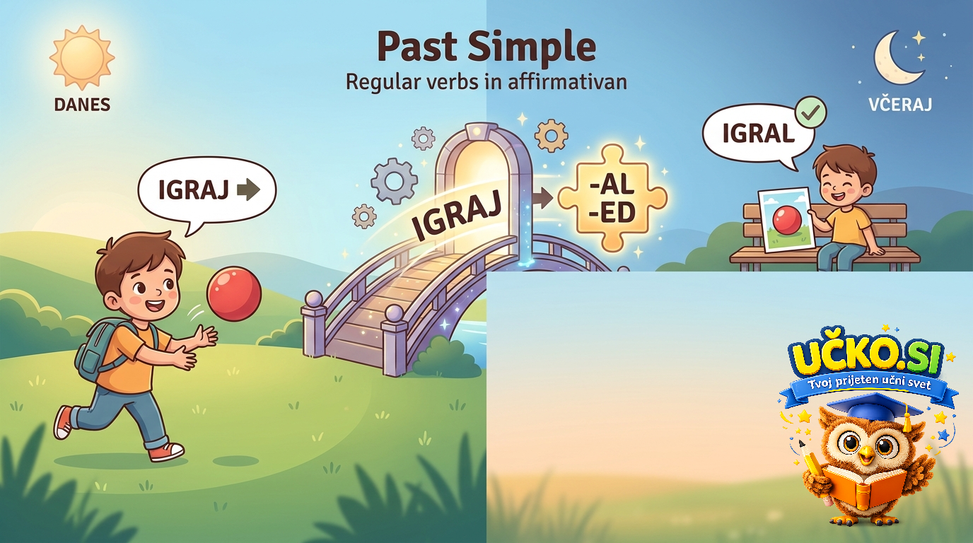 Ilustracija: past simple of regular verbs – affirmative form