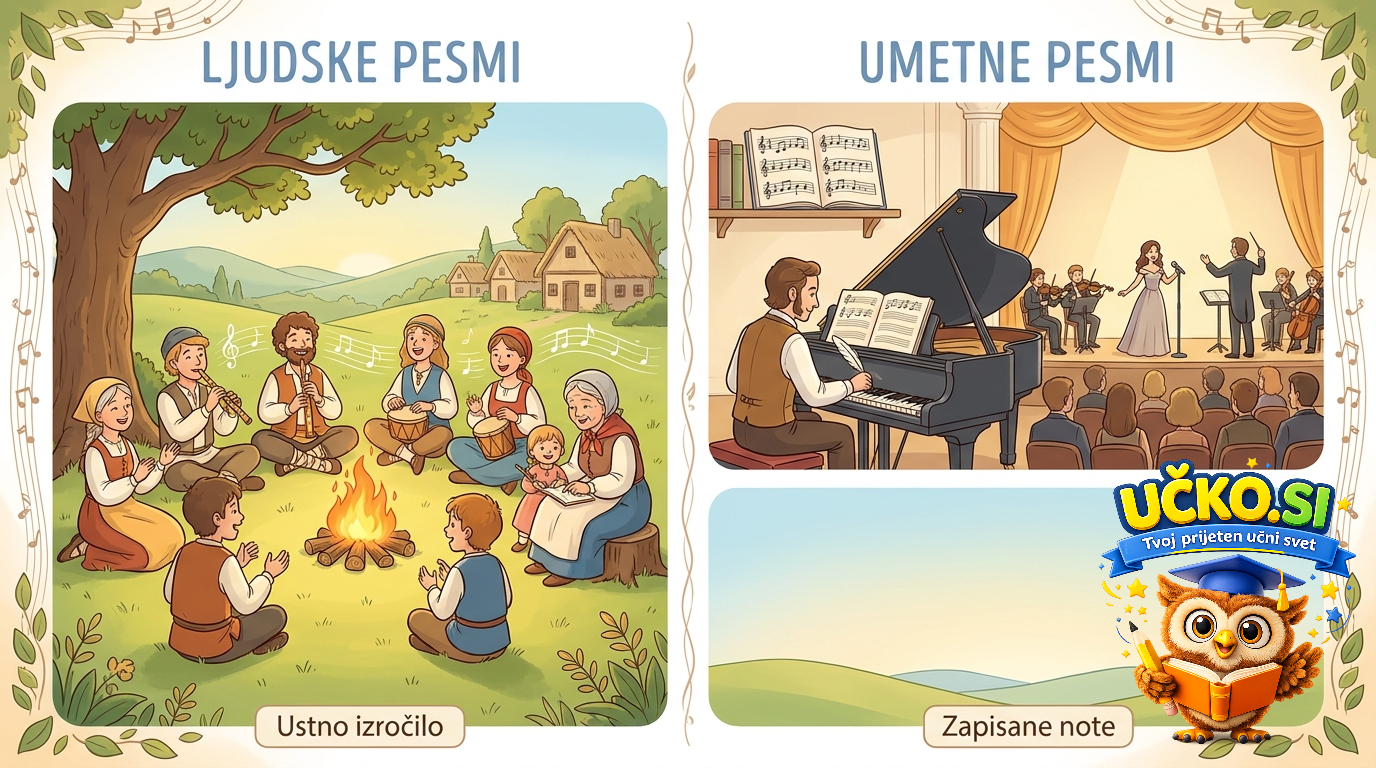 Ilustracija: Petje ljudskih in umetnih pesmi