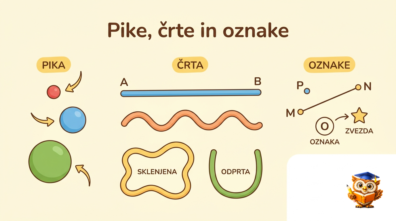 Ilustracija: Pike, črte in oznake