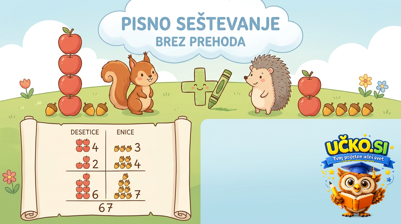Ilustracija: Pisno seštevanje brez prehoda