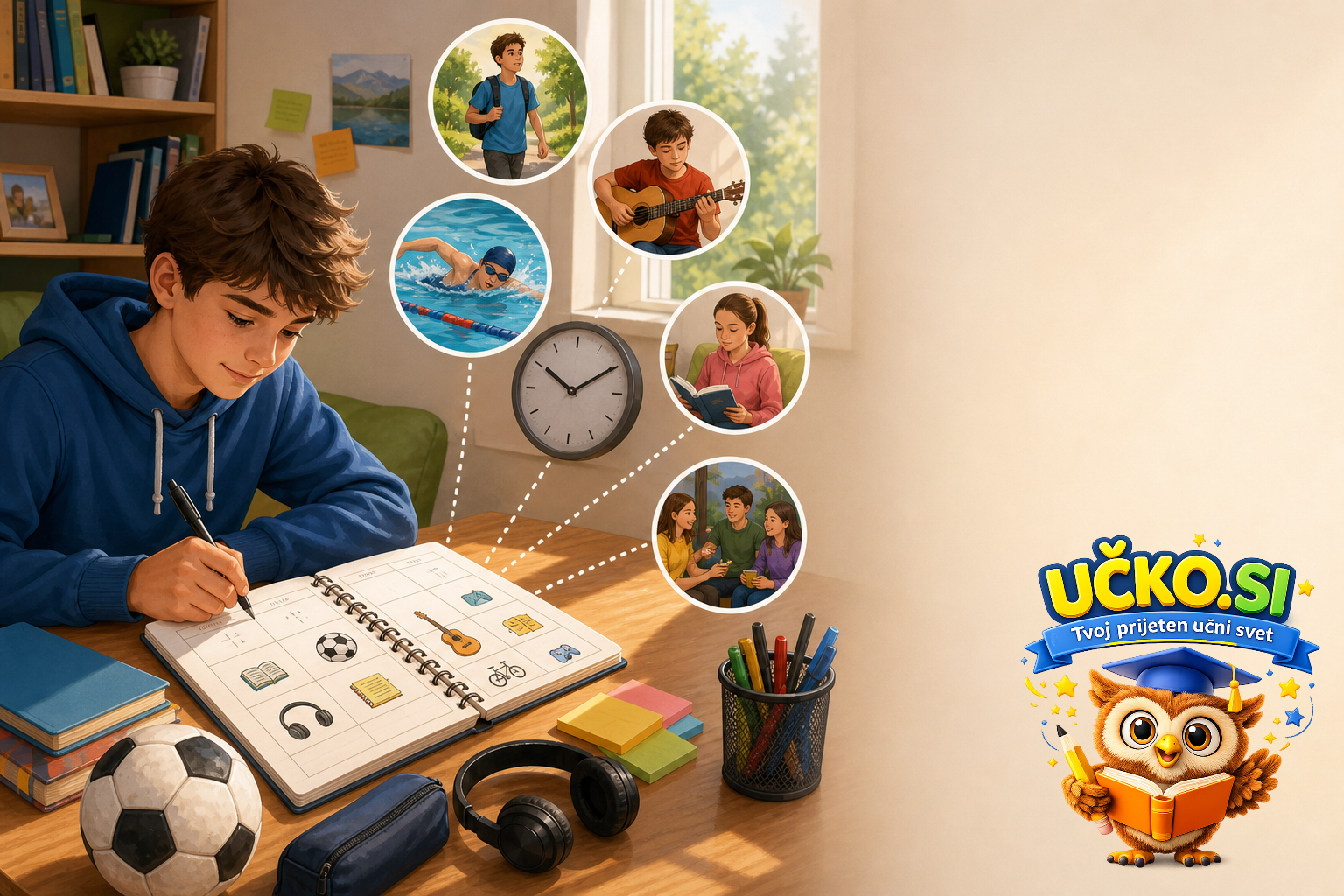 Ilustracija: planning free time and daily activities