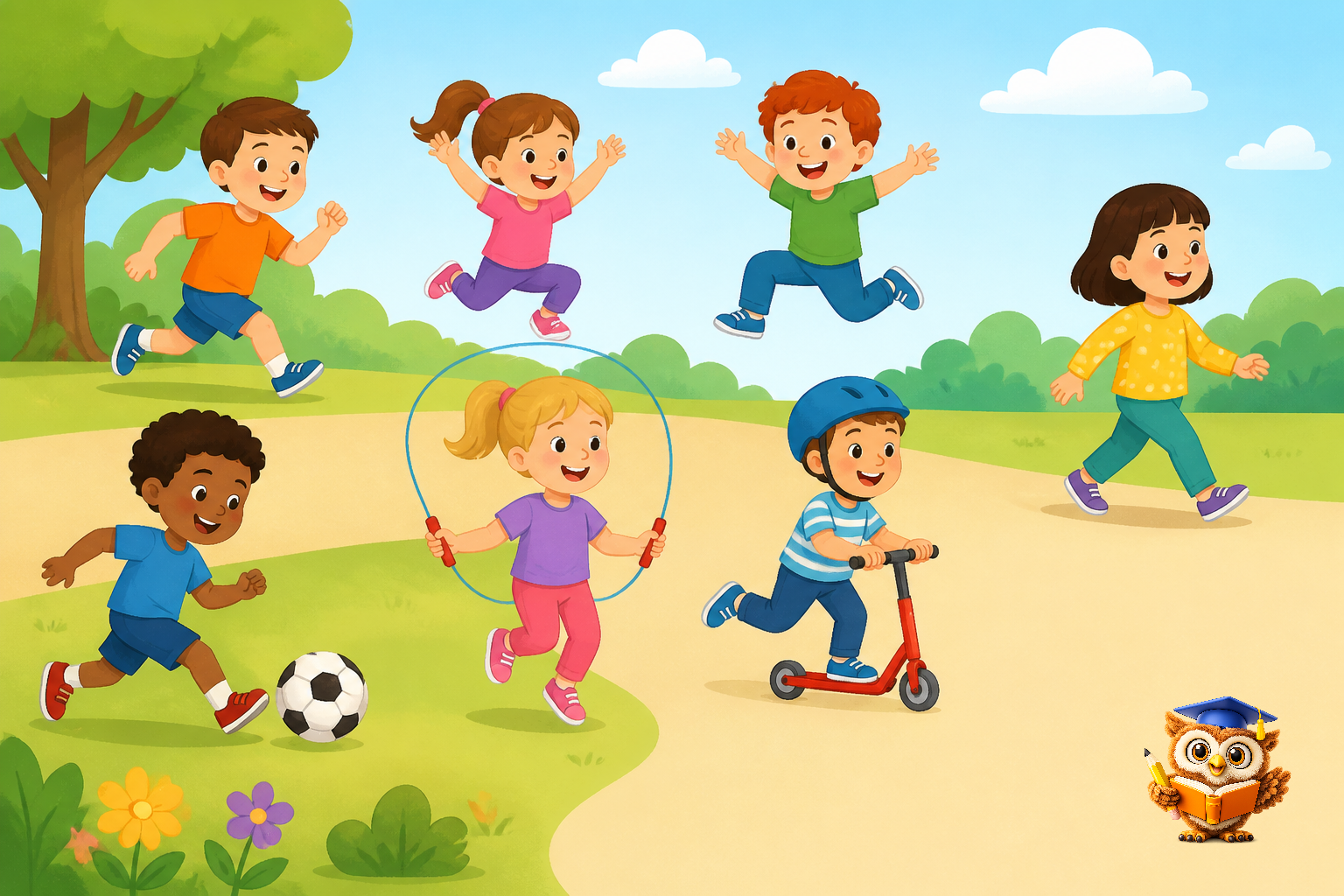 Ilustracija: Playing and movement words