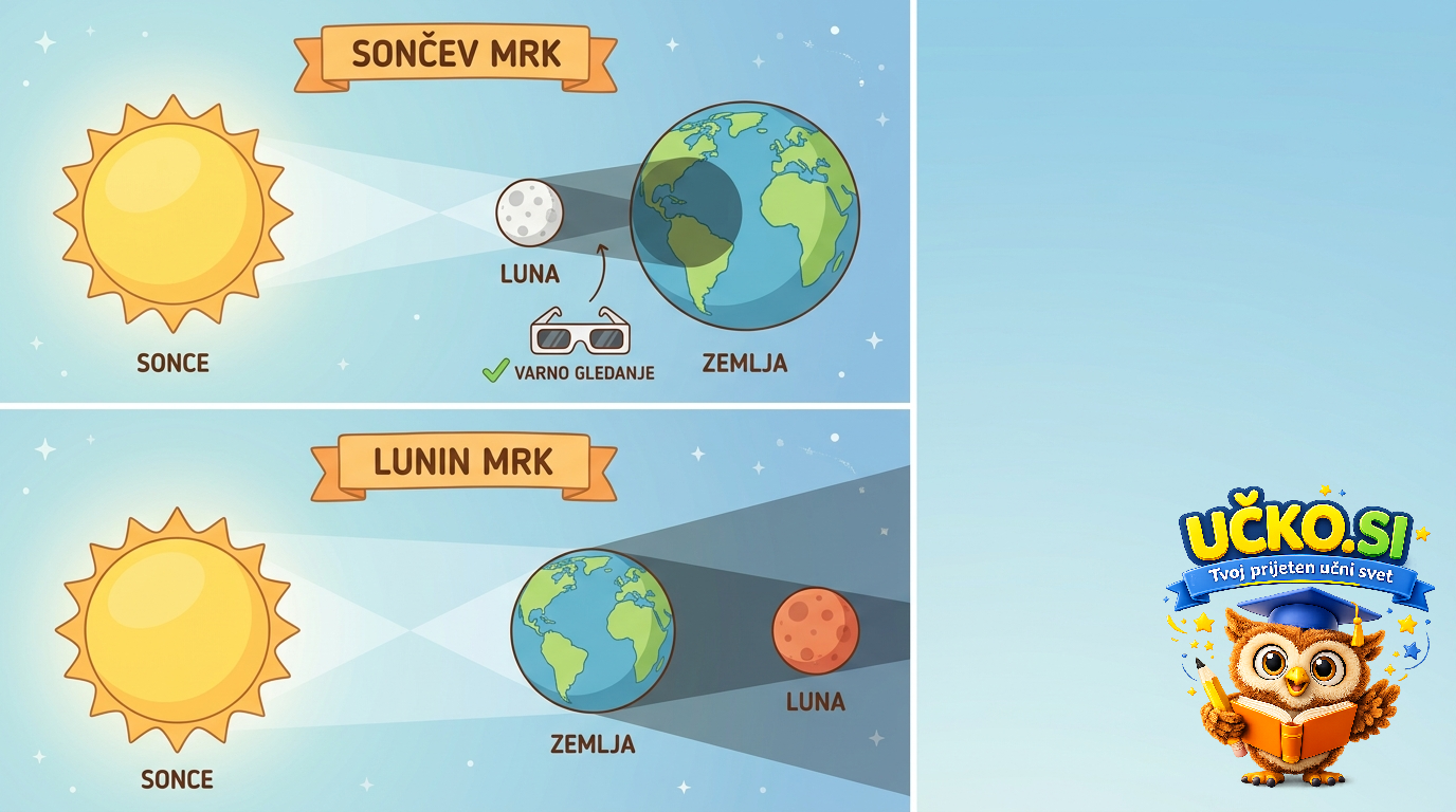 Ilustracija: Pojav Sončevega in Luninega mrka