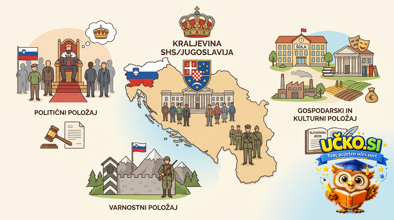 Ilustracija: Položaj Slovencev v Kraljevini SHS/Jugoslaviji