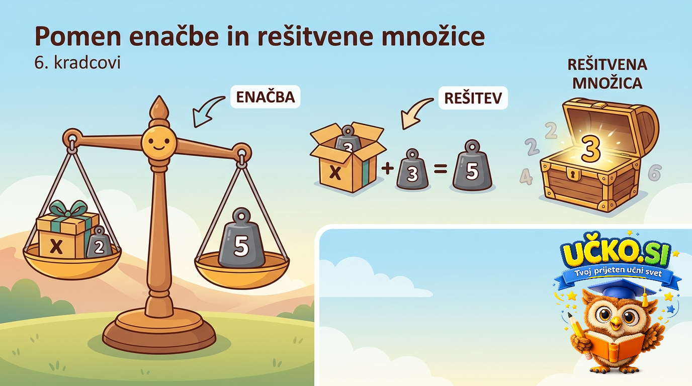 Ilustracija: Pomen enačbe in rešitvene množice