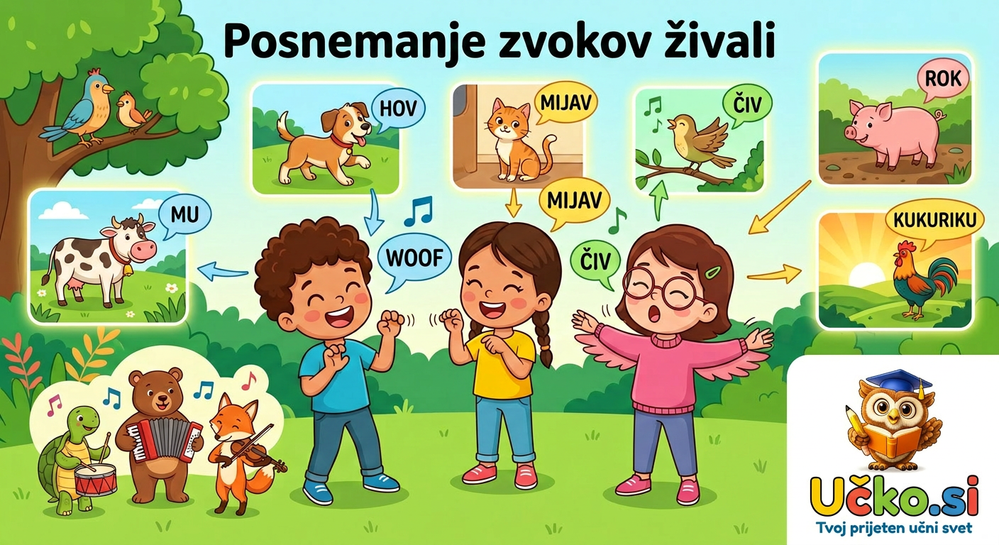 Ilustracija: Posnemanje zvokov živali