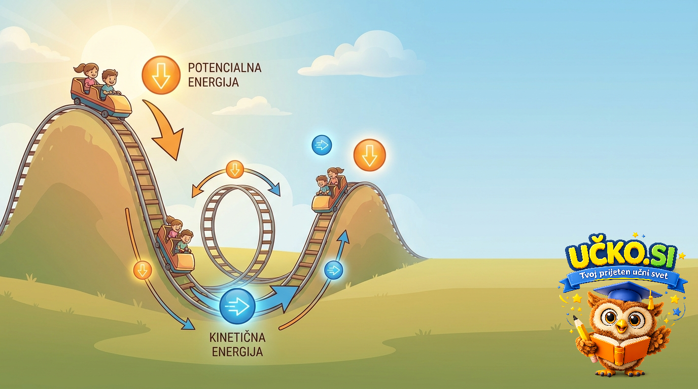 Ilustracija: Povezava med kinetično in potencialno energijo