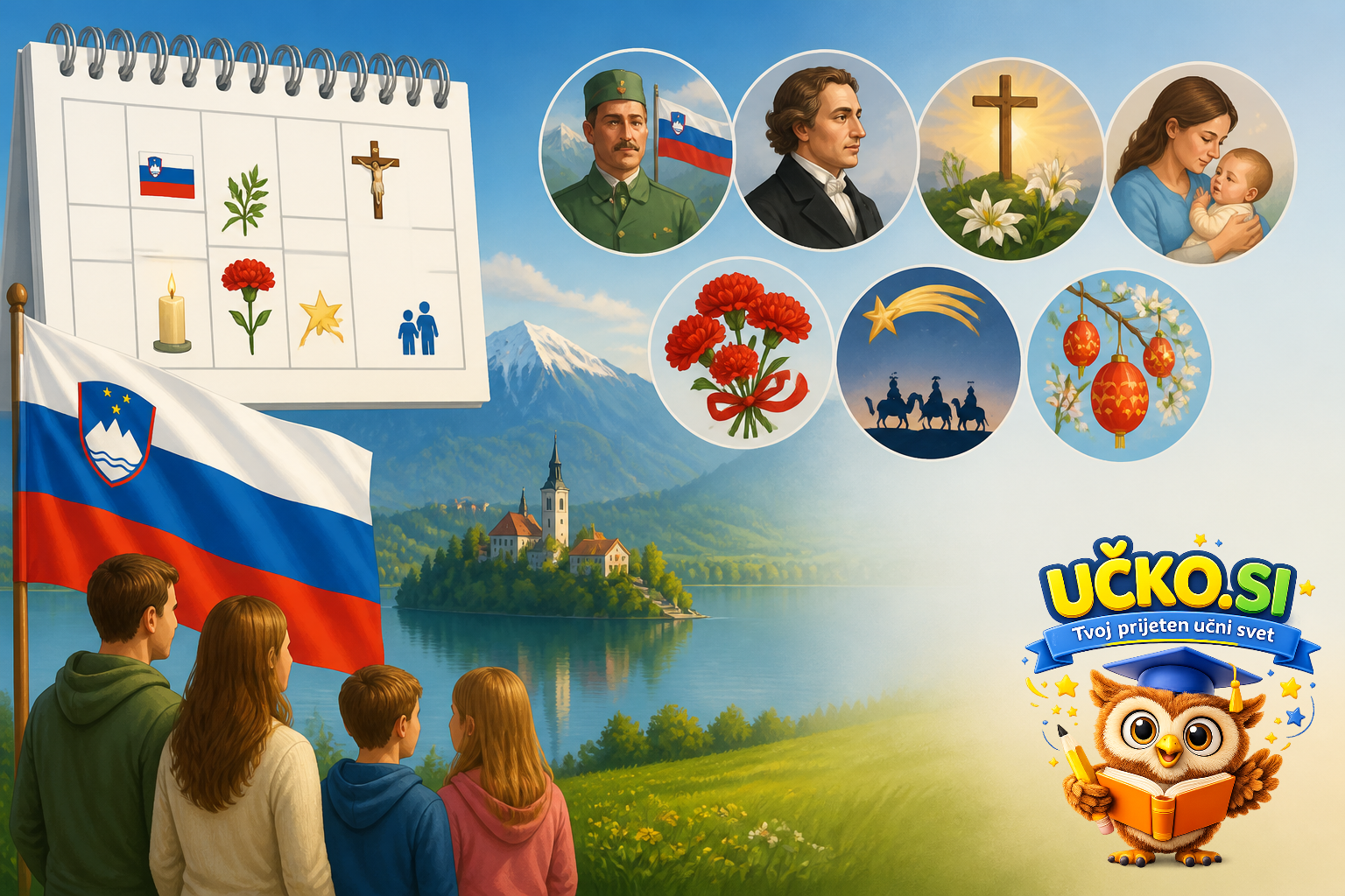 Ilustracija: Prazniki in dela prosti dnevi v Sloveniji