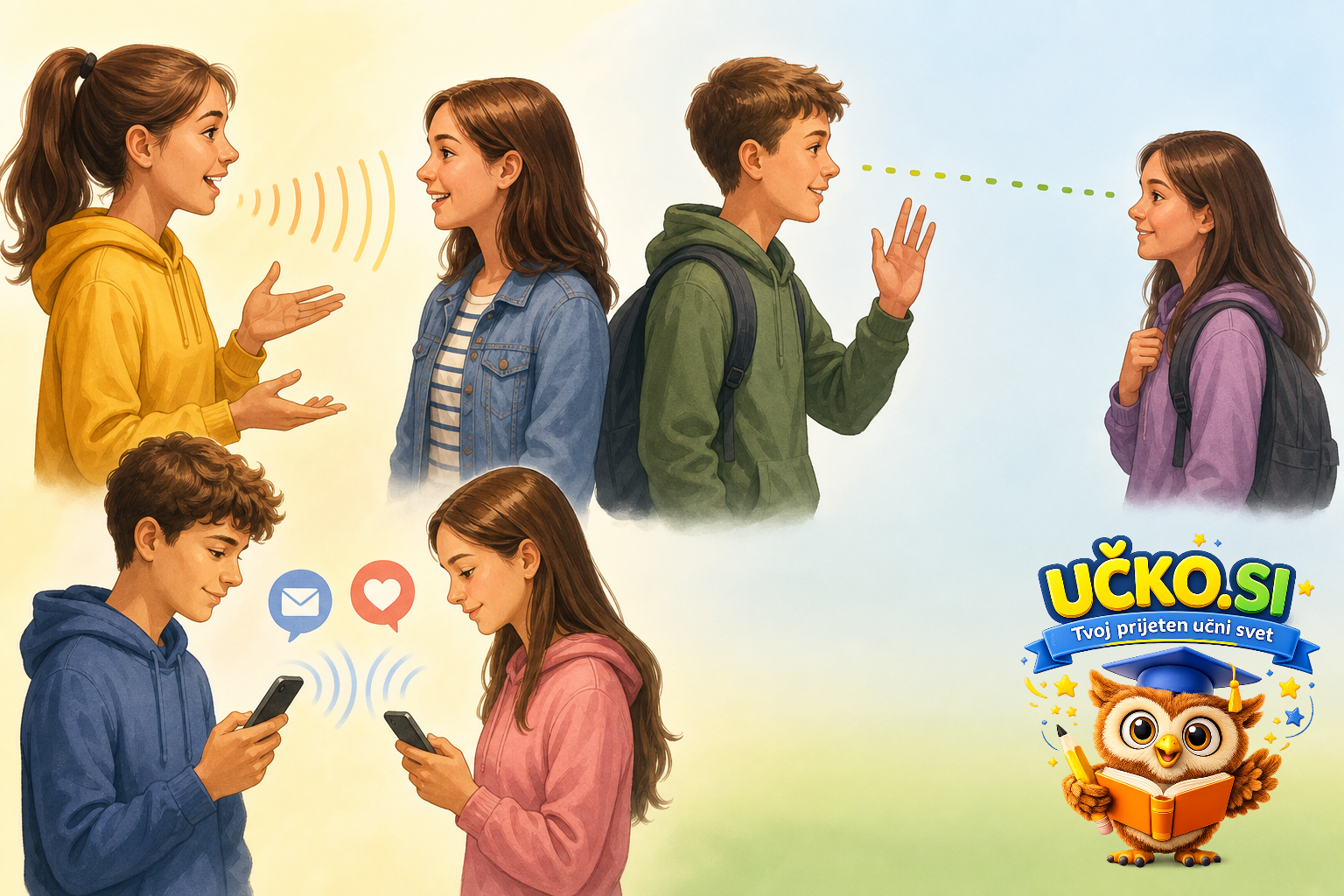 Ilustracija: Prenos informacij med ljudmi