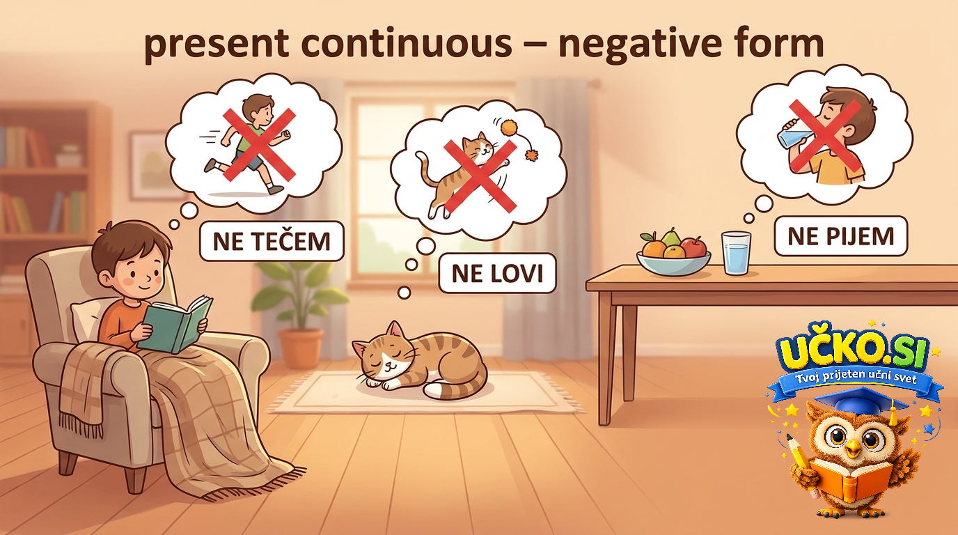 Ilustracija: present continuous – negative form