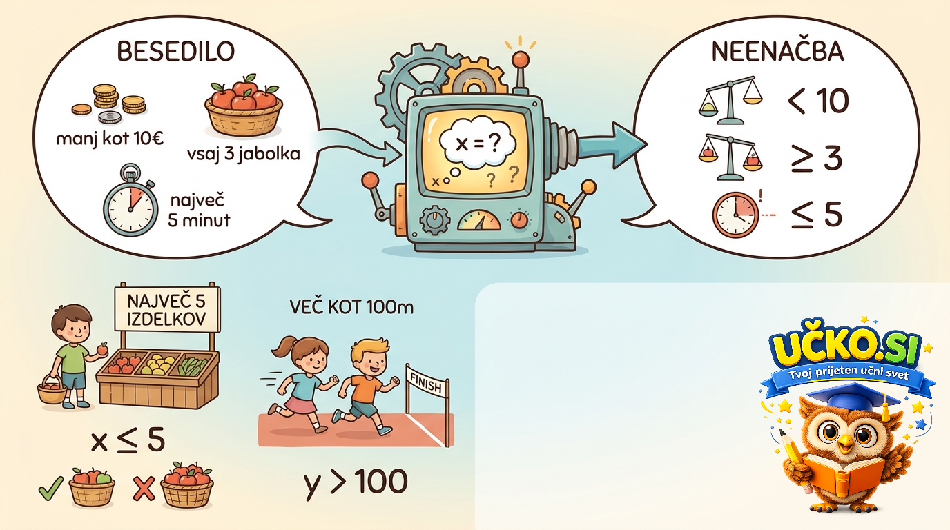 Ilustracija: Pretvorba besedila v neenačbe