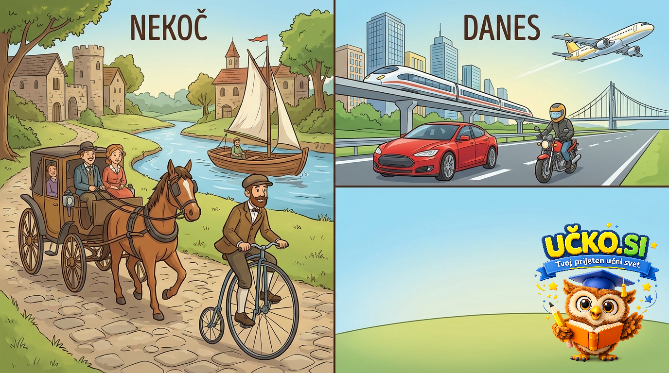 Ilustracija: Prometna sredstva nekoč in danes