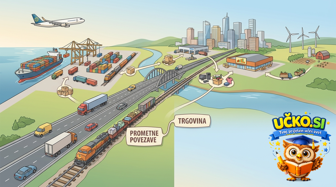 Ilustracija: Prometne povezave in trgovina