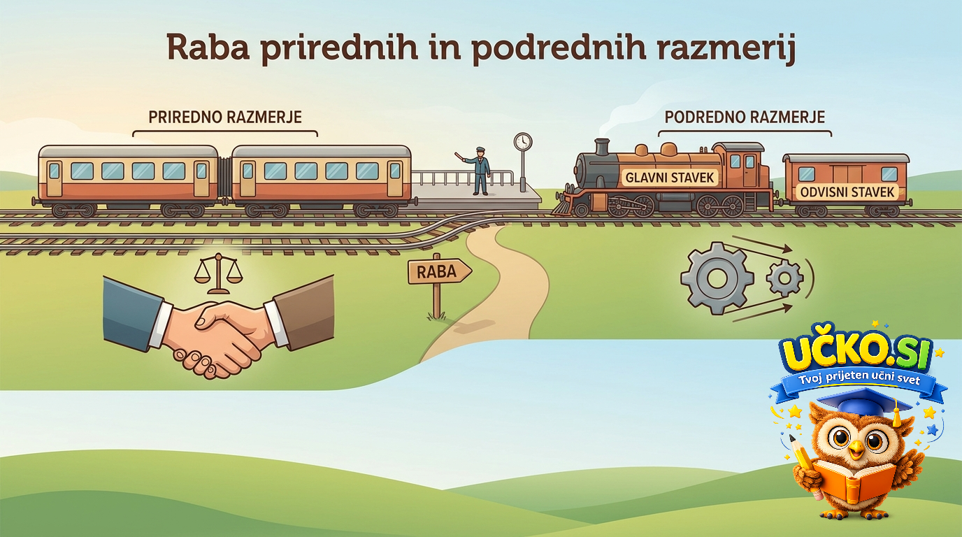 Ilustracija: Raba prirednih in podrednih razmerij