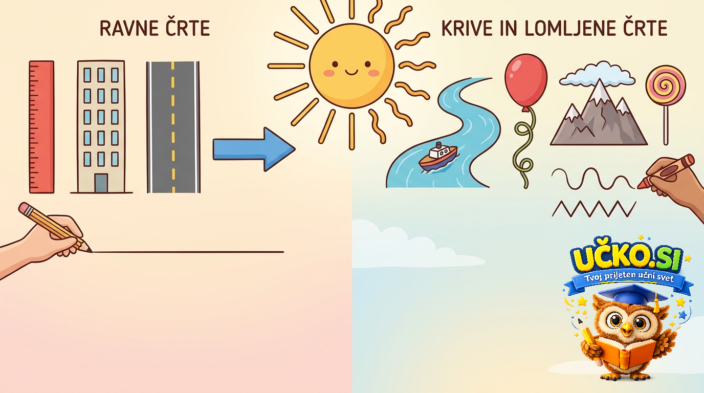 Ilustracija: Ravne in krive črte