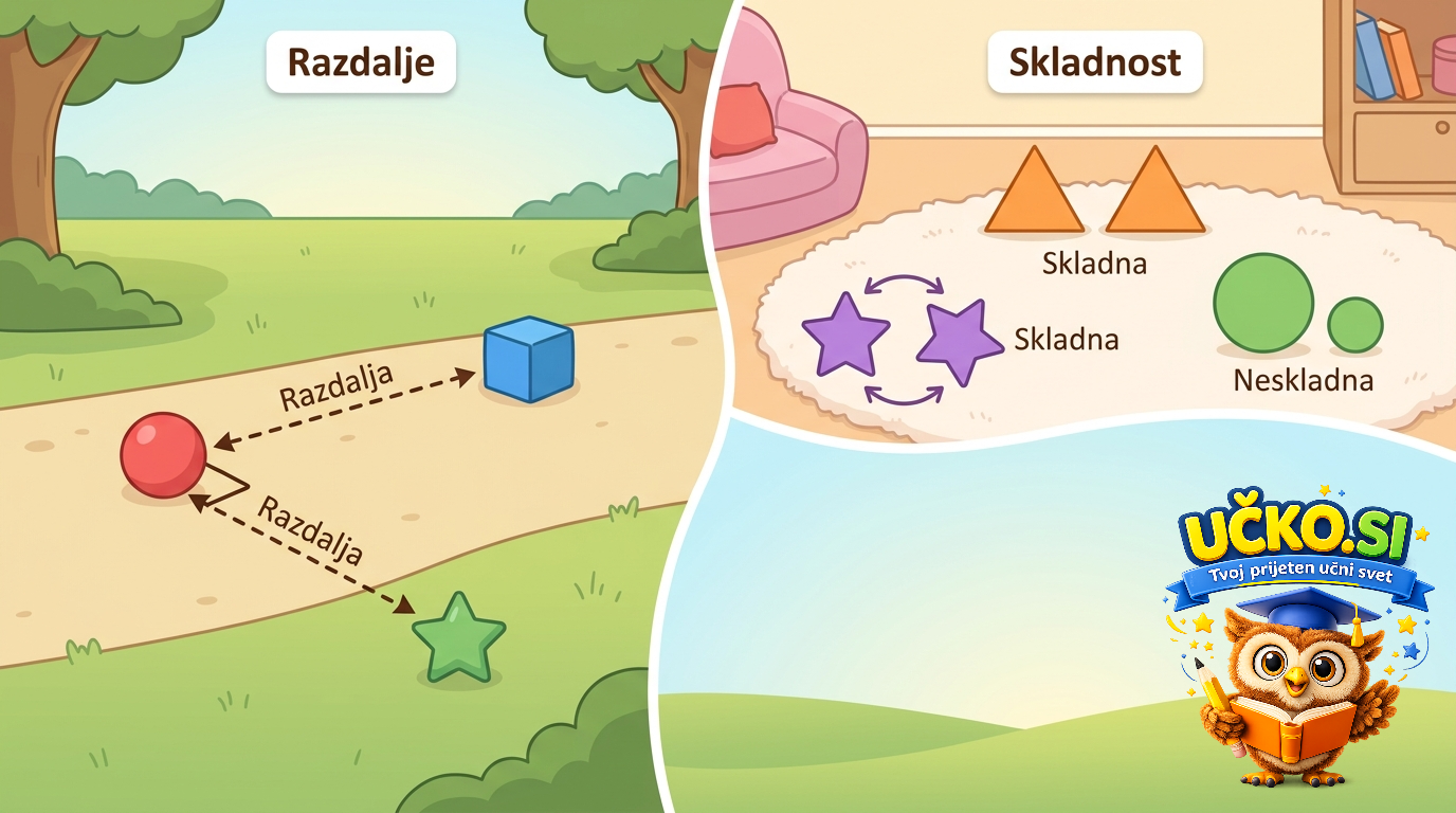Ilustracija: Razdalje in skladnost v ravnini
